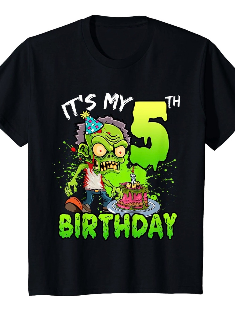Kids' Black 'It's My 5th Birthday' Zombie Graphic Tee